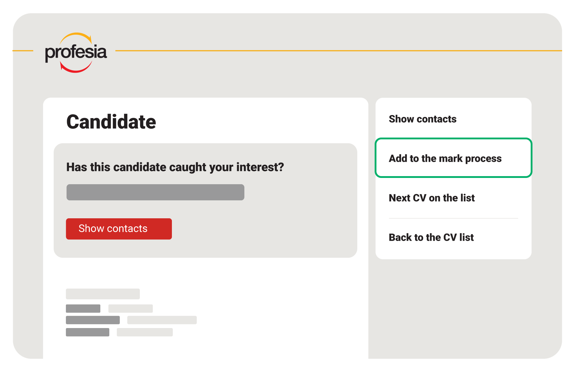 Candidate detail in CV database Profesia